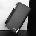 Baellerry Premium Long Leather Wallet – 12 Card Slots & Zipper Pocket (Black)