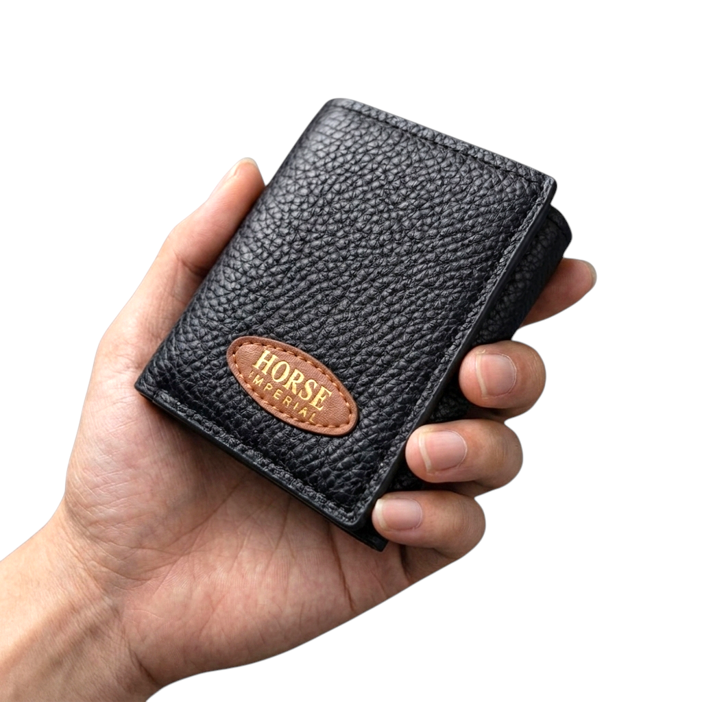 Unisex Leather Trifold Wallet – Zipper Pocket & 10 Card Slots