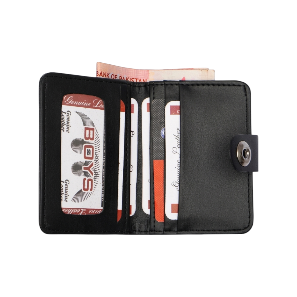 Magnetic Button Leather Mini Wallet – Slim Card Holder & Cash Organizer