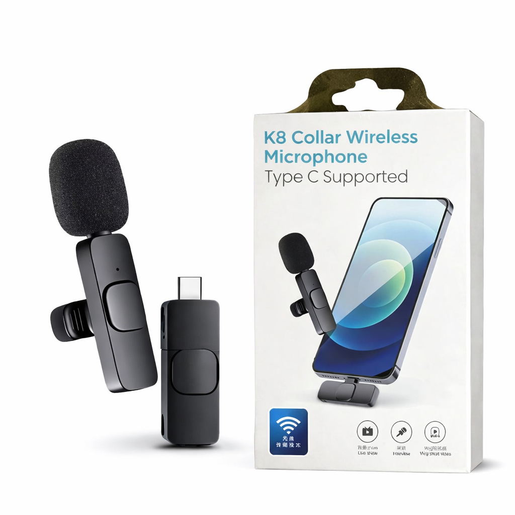 wirless Microphone, Lavalier Mic, Type-C Mic, K8 Microphone, Vlogging Gear, TikTok Accessories