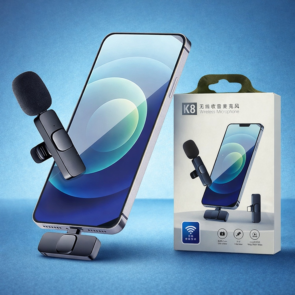 wirless Microphone, Lavalier Mic, Type-C Mic, K8 Microphone, Vlogging Gear, TikTok Accessories