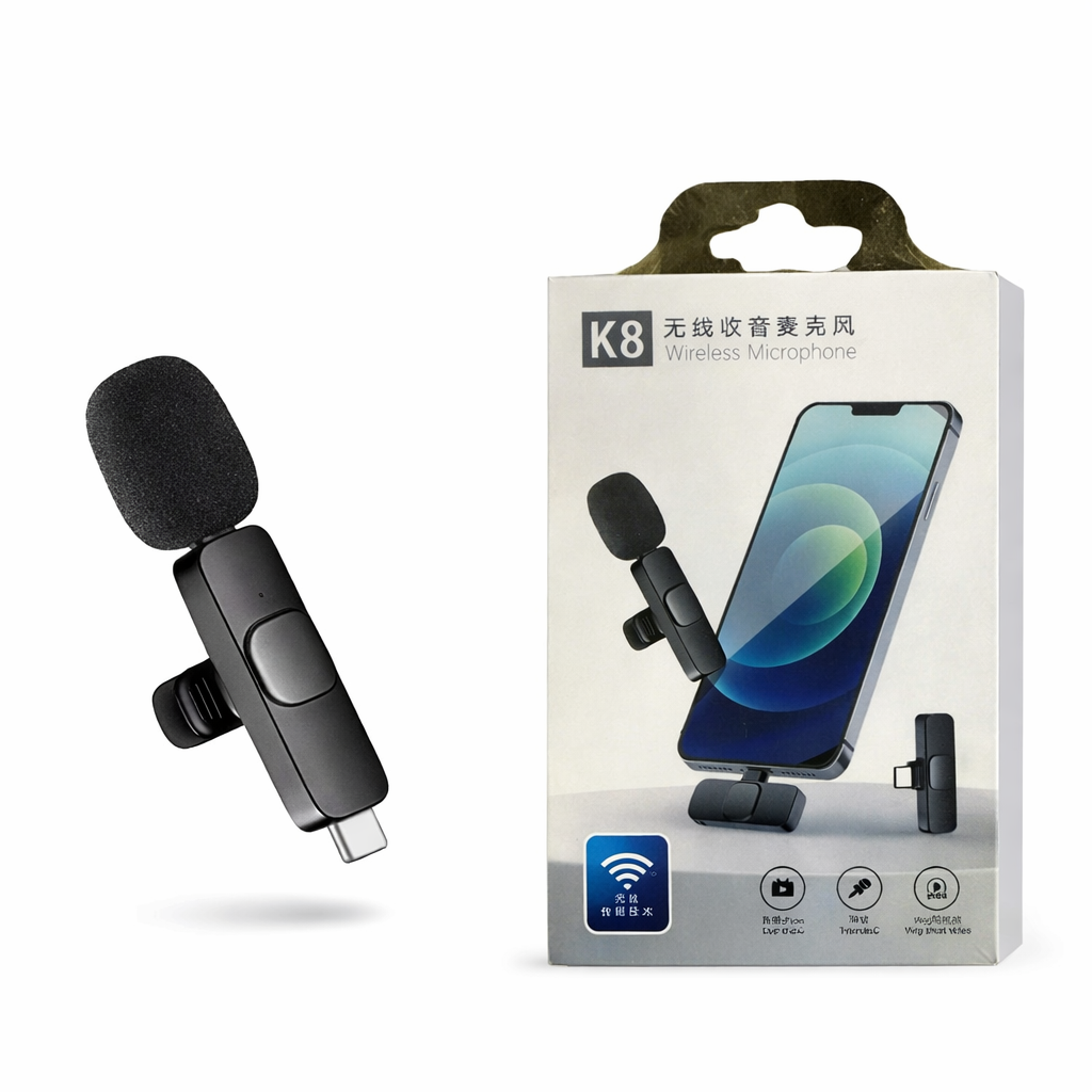 wirless Microphone, Lavalier Mic, Type-C Mic, K8 Microphone, Vlogging Gear, TikTok Accessories