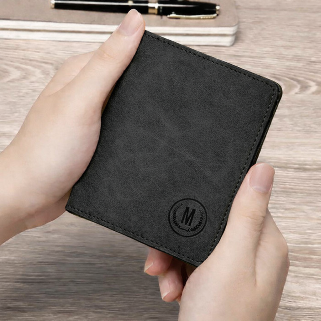 M Men's Premium Leather Wallet – Slim Bifold Card Holder & Cash Wallet | Deal Offer - Black
