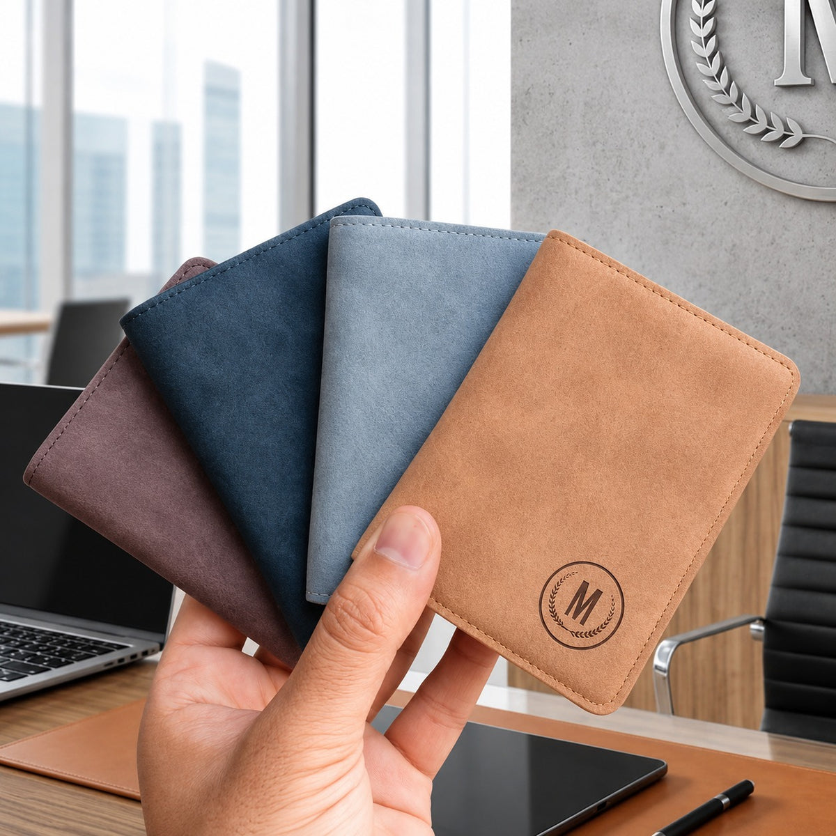 M Men's Premium Leather Wallet – Slim Bifold Card Holder & Cash Wallet | Deal Offer - Black