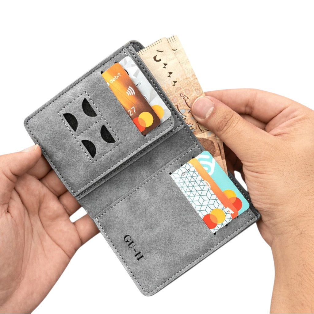 M Men's Premium Leather Wallet – Slim Bifold Card Holder & Cash Wallet | Deal Offer - Black