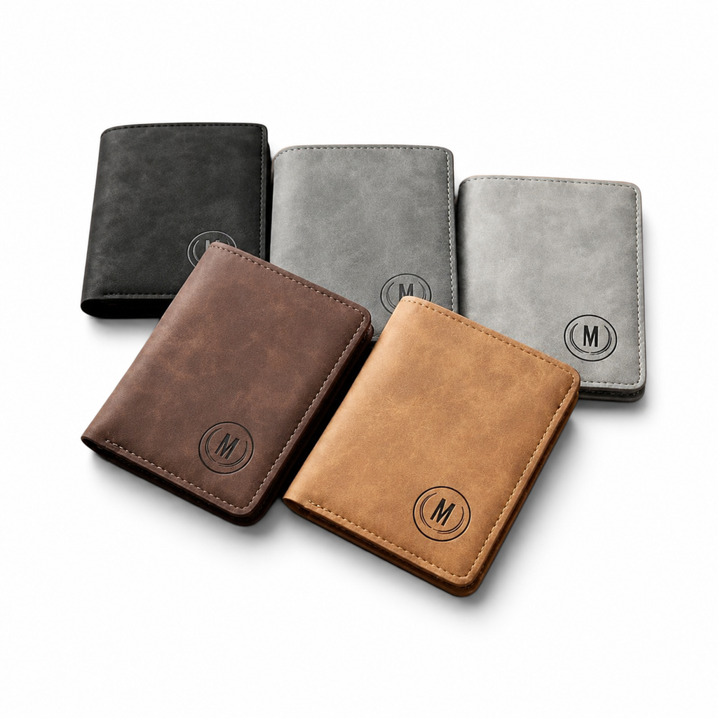 M Men's Premium Leather Wallet – Slim Bifold Card Holder & Cash Wallet | Deal Offer - Black