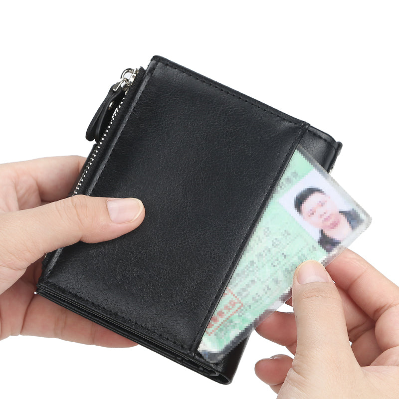 Men's Baellerry Buffalo Leather Trifold Wallet – Compact Card Holder & Cash Organizer
