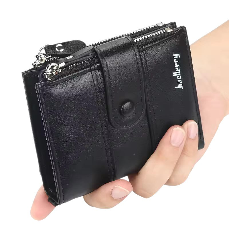 Men's Baellerry Buffalo Leather Trifold Wallet – Compact Card Holder & Cash Organizer