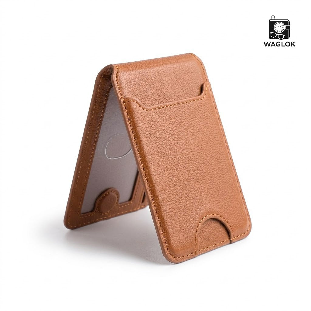 Mobile Magnetic Card Holder Wallet with Box – Slim Phone Wallet (Brown)