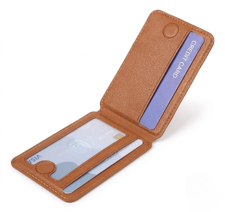 Mobile Magnetic Card Holder Wallet with Box – Slim Phone Wallet (Brown)