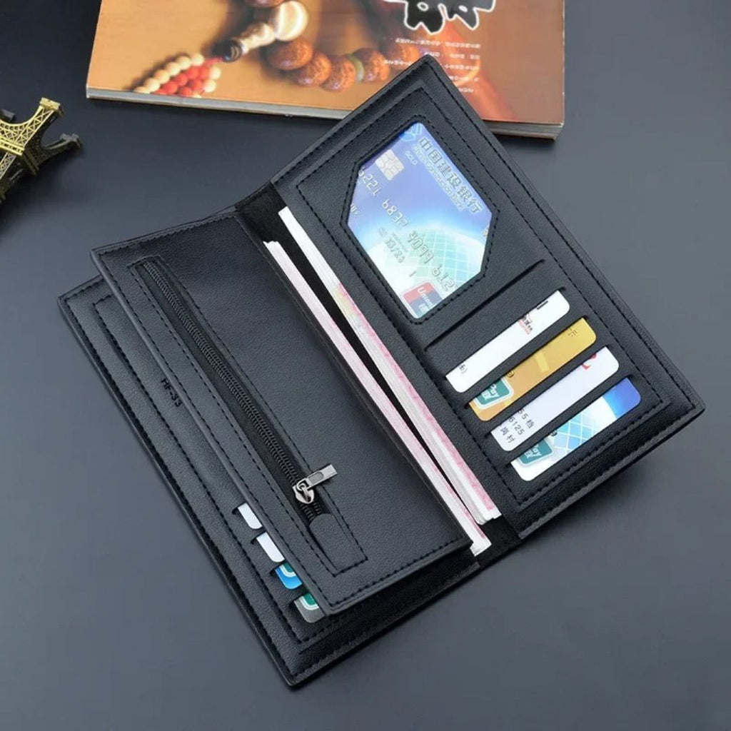 LB-522 Signature Series Long Wallet – Stylish Unisex Card & Cash Holder (Black)
