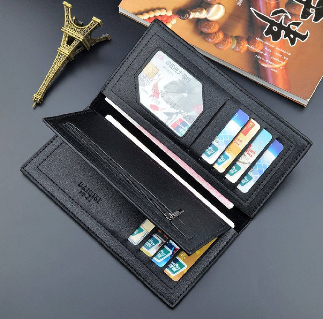 LB-522 Signature Series Long Wallet – Stylish Unisex Card & Cash Holder (Black)