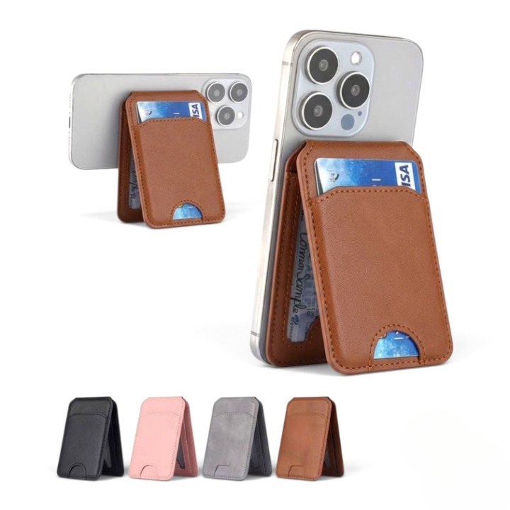 Mobile Magnetic Card Holder Wallet with Box – Slim Phone Wallet (Brown)