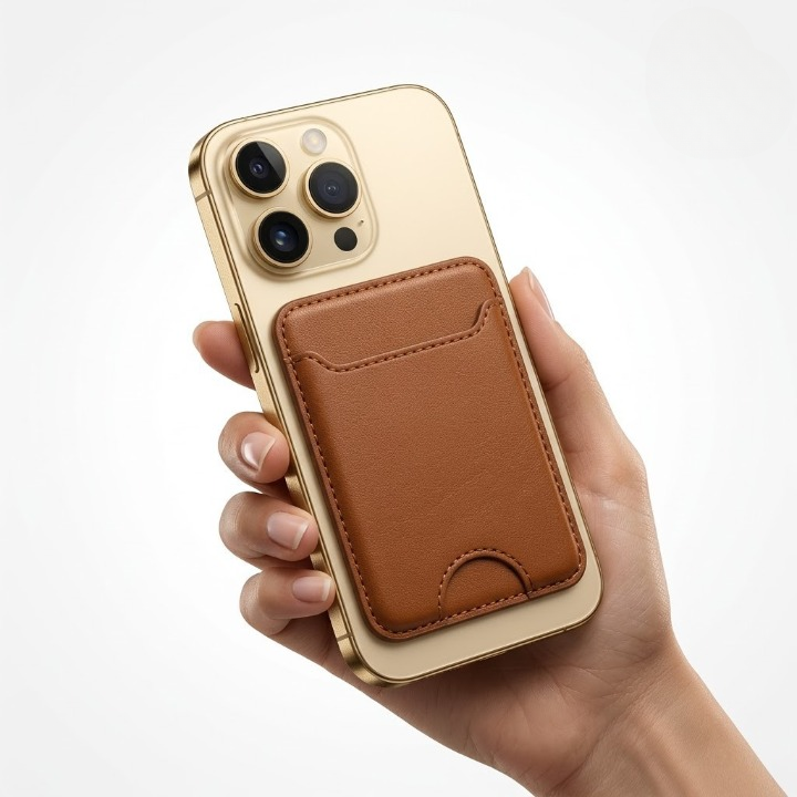 Mobile Magnetic Card Holder Wallet with Box – Slim Phone Wallet (Brown)