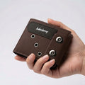Men's Baellerry Leather Wallet – Double Button Closure, Zipper Pocket & 6 Card Slots