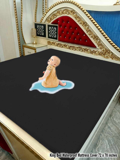 "Waterproof Mattress Protector", "Fitted Bed Cover", and "100% Water Proof"
