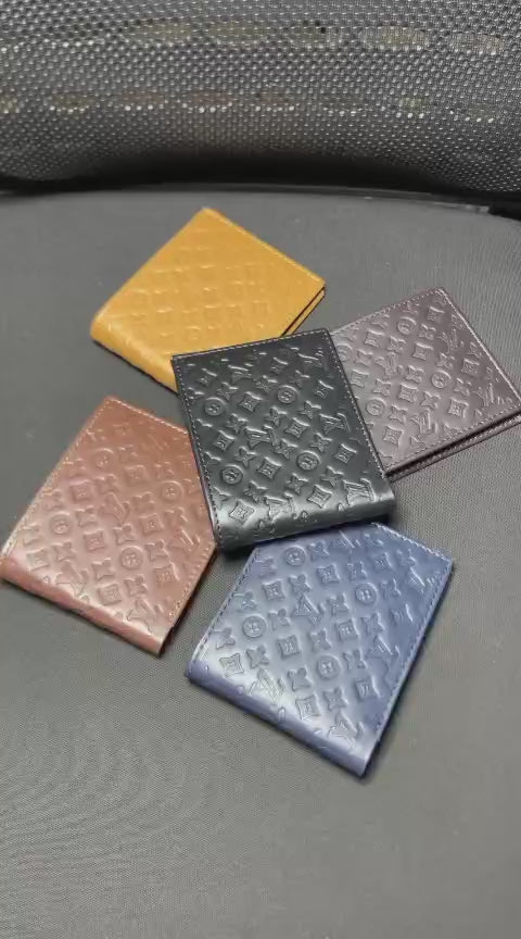 Men's Genuine Leather Bifold Wallet with Gift Box – Monogram RFID Card Holder