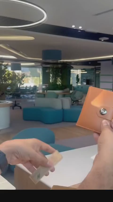 Magnetic Button Leather Mini Wallet – Slim Card Holder & Cash Organizer